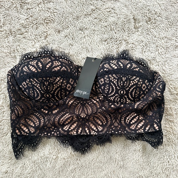 Nasty Gal Petite Strapless Lace Cropped Corset Top - Picture 9 of 12